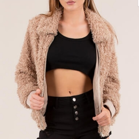 TAN Shearling Jacket - Picture 3 of 4